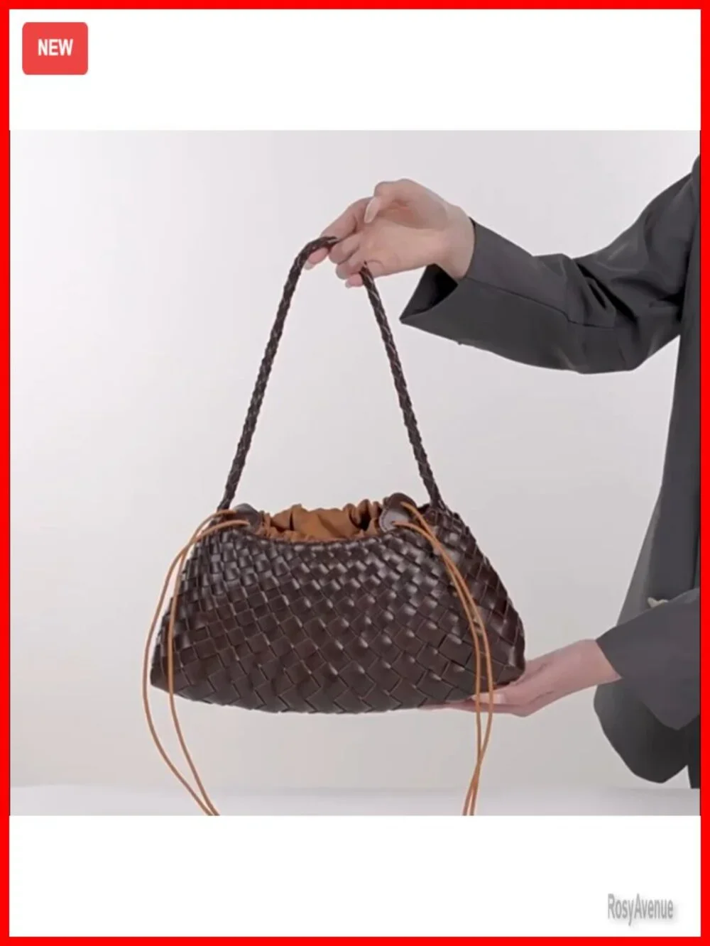 Women's Vegan Leather Woven Hobo Shoulder Tote Bag Handwoven Slouchy Purse